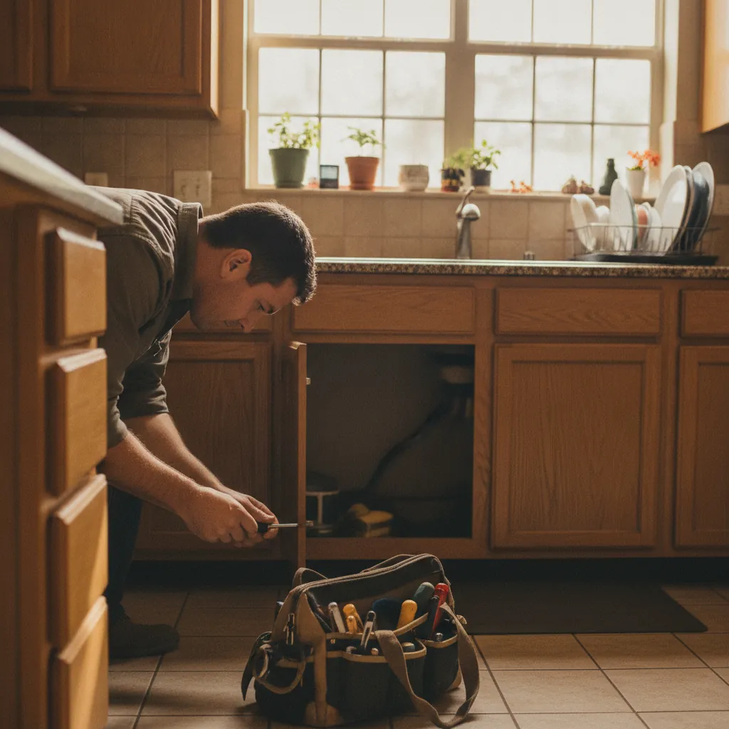 Handyman at work on a home repair in an El Paso home